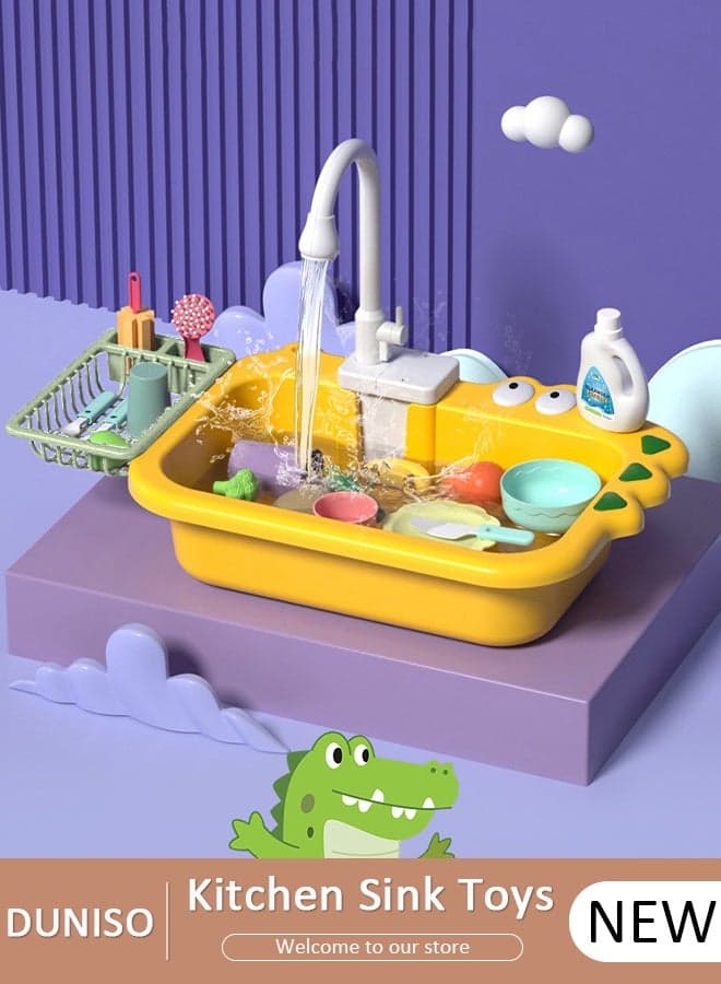 Kids Play Sink with Running Water,lay Kitchen Toy Accessories, Toddler Sink Dishwasher Toy,Water Table Pretend Play for Toddlers Age1-3,Kids Role Play Dishwasher Toy,Birthday for Boys Girls 3-5 Years Old