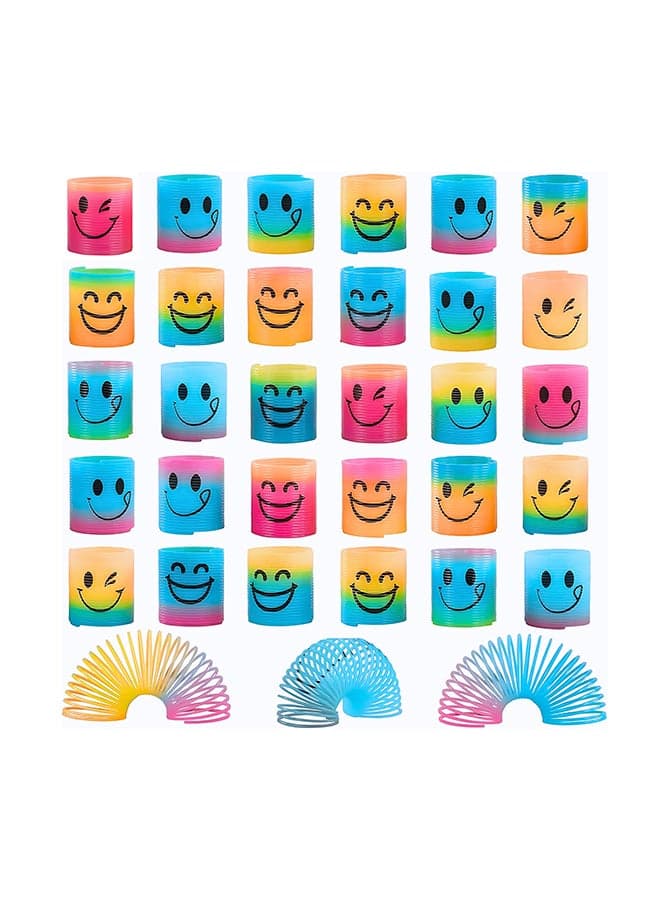 Fun-Here 30 Pack Spring Rainbow Magic Fidget Stress Coil Mini Springs Bulk Toys For Party Favor Carnival Prize Birthday Goodie Bag Stuffers For Kids Boys Girls