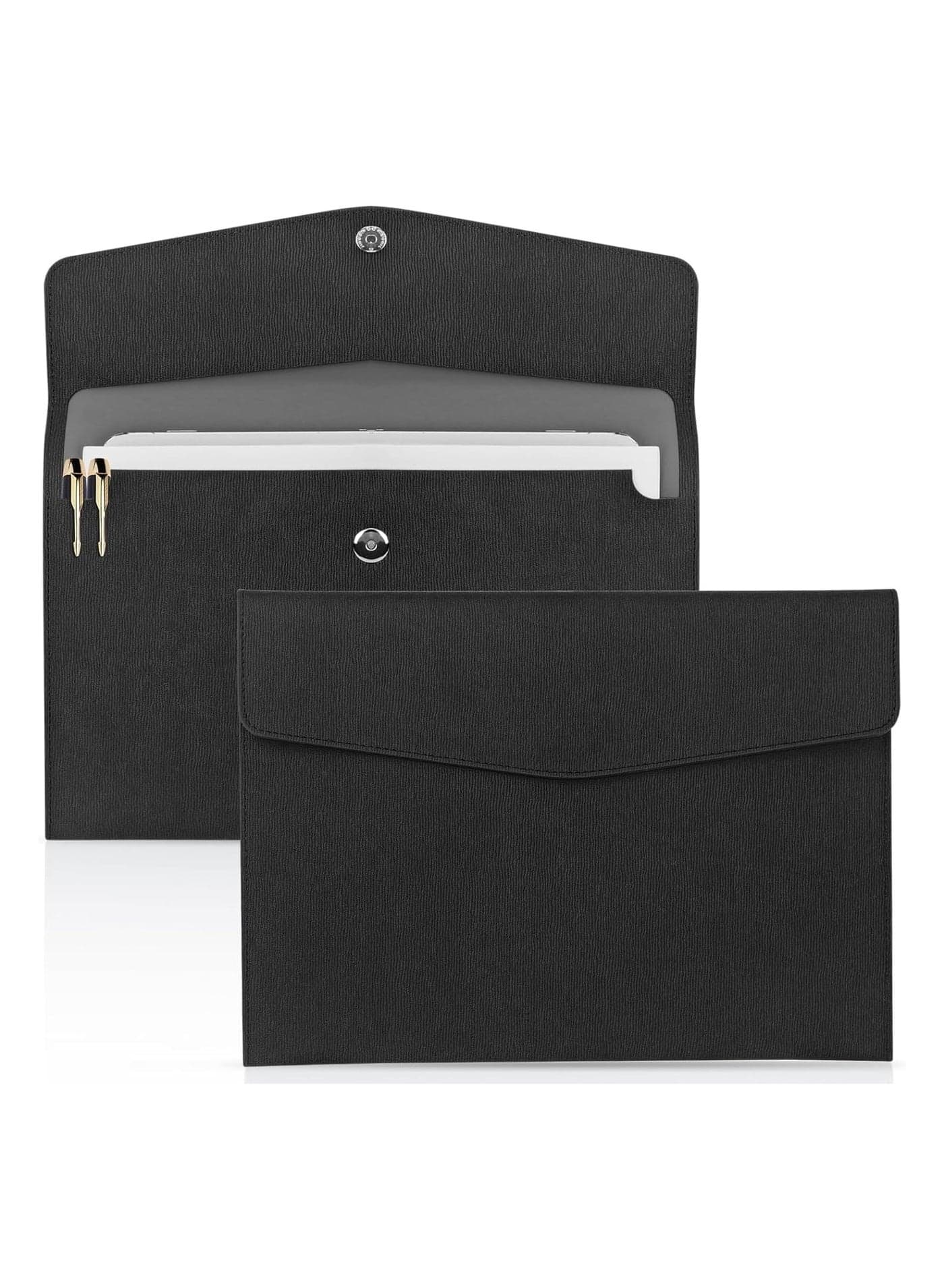 Document File Folder, PU Leather Expanding Document Holder, A4 Envelope Folder Expanding File Organize for Home Receipt Contract School Office