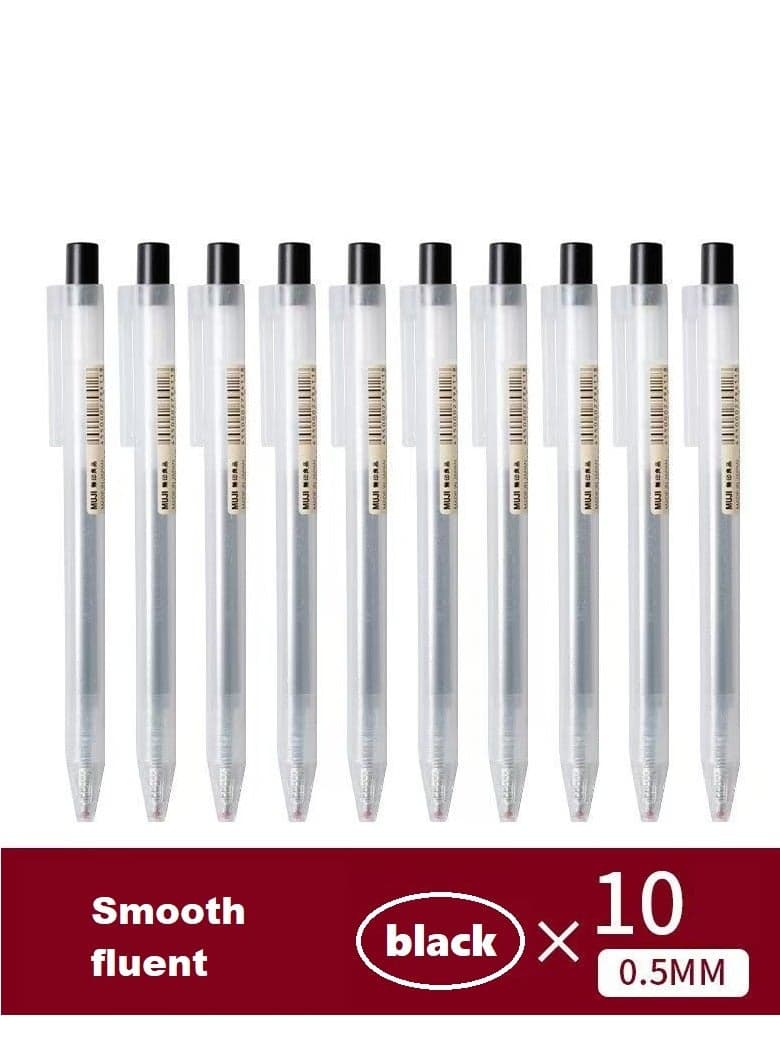Smooth Writing Gel Pens - 10-Pack of 0.5mm Fine Point Black Ink for Office and Study