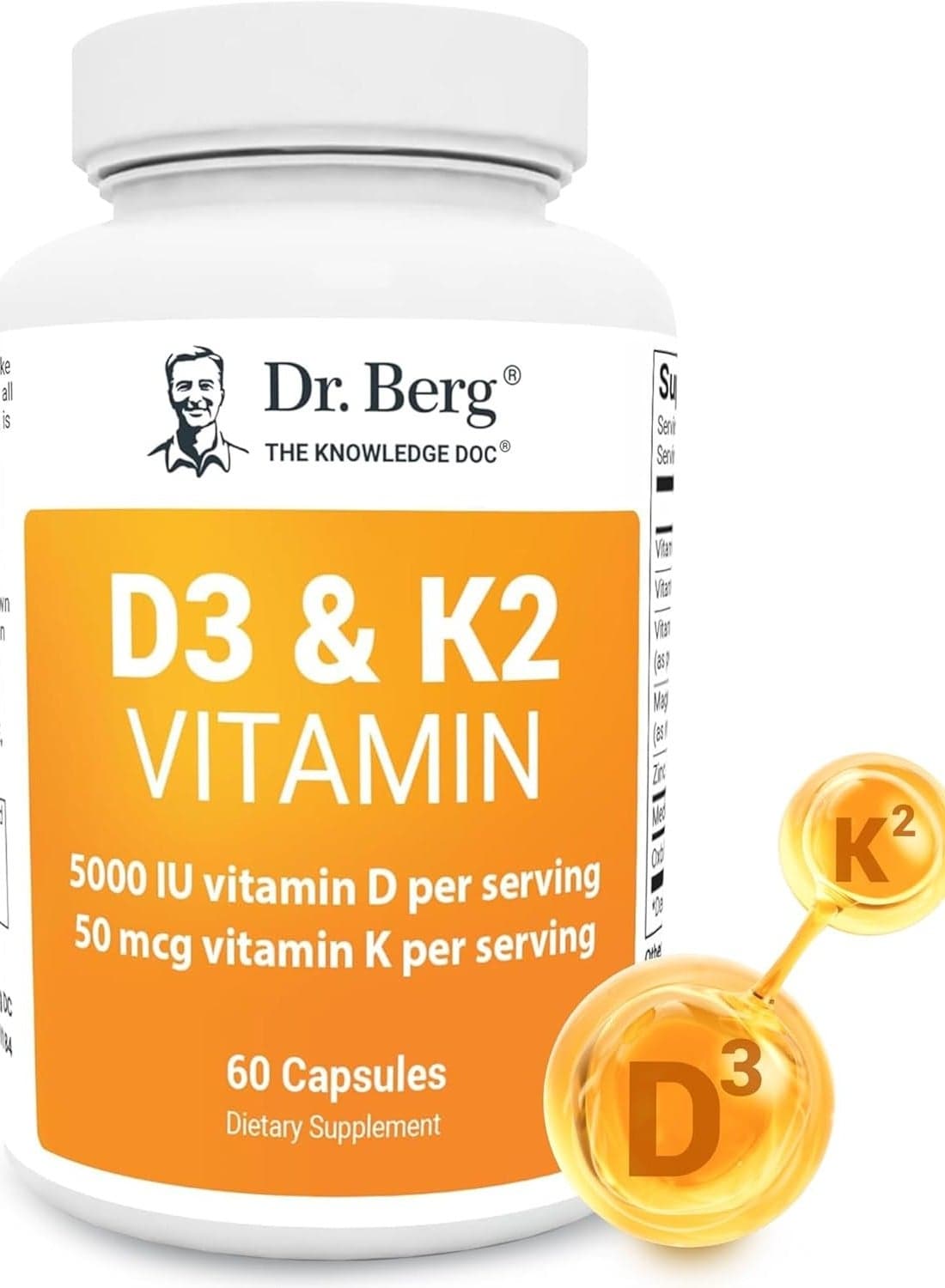 Vitamin D3 & K2, 60 Capsules