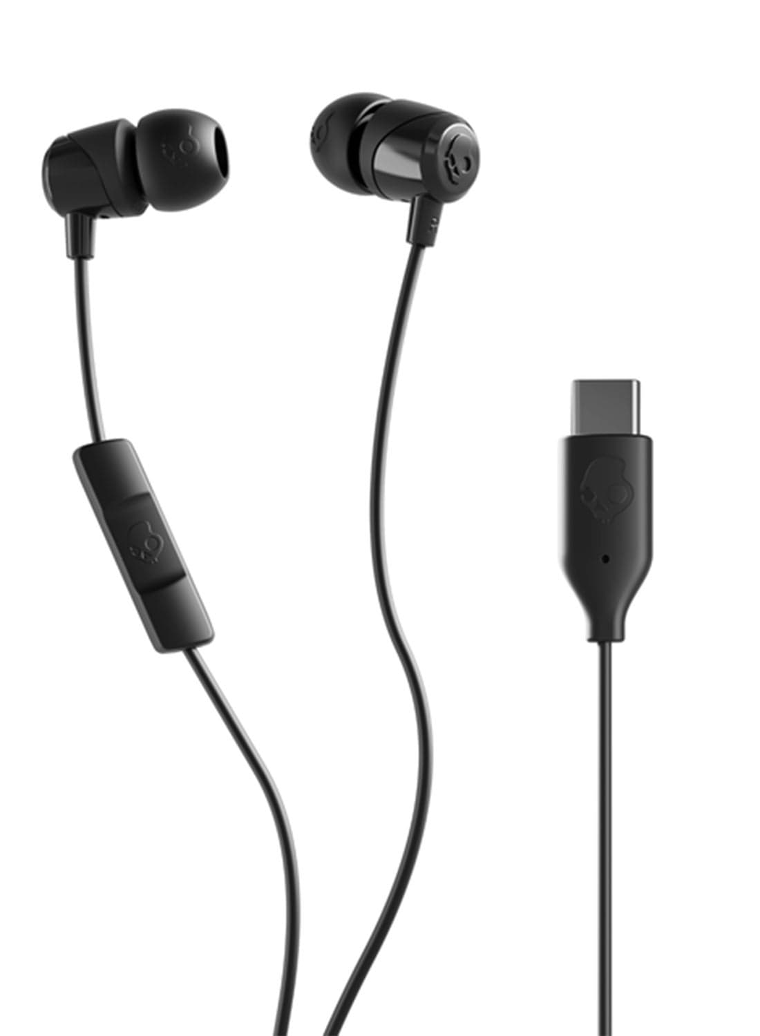 Jib USB-C Wired Earbuds with Noise Isolating Fit, Built-in Microphone Call and Track Control for iPhone, Android, Ear Gels Included for Custom Fit True Black