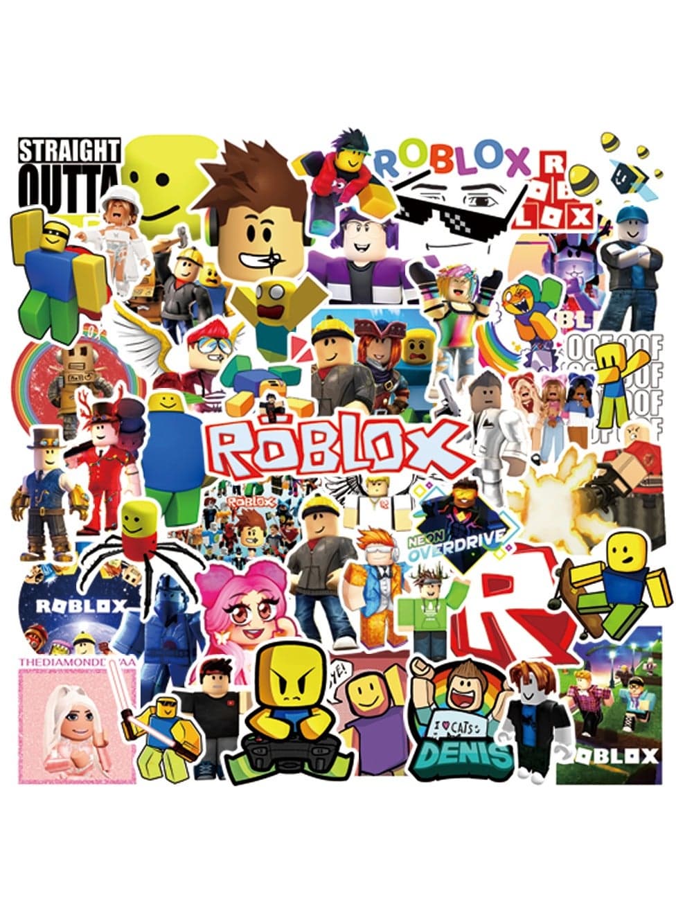 50-Piece ROBLOX Stickers Waterproof Vinyl Decals, Rare Avatar Gaming Stickers for Laptop Phone PS5 Controller, Collectible Cartoon Decals Gift for Kids Teens Gamers