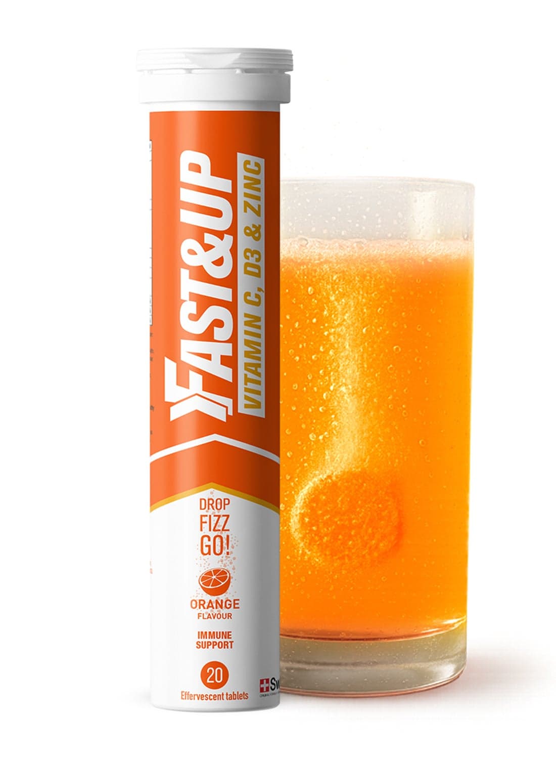 Vitamin C, Vitamin D & Zinc - Complete Immunity Support - 20 Effervescent Tablets, Orange Flavour