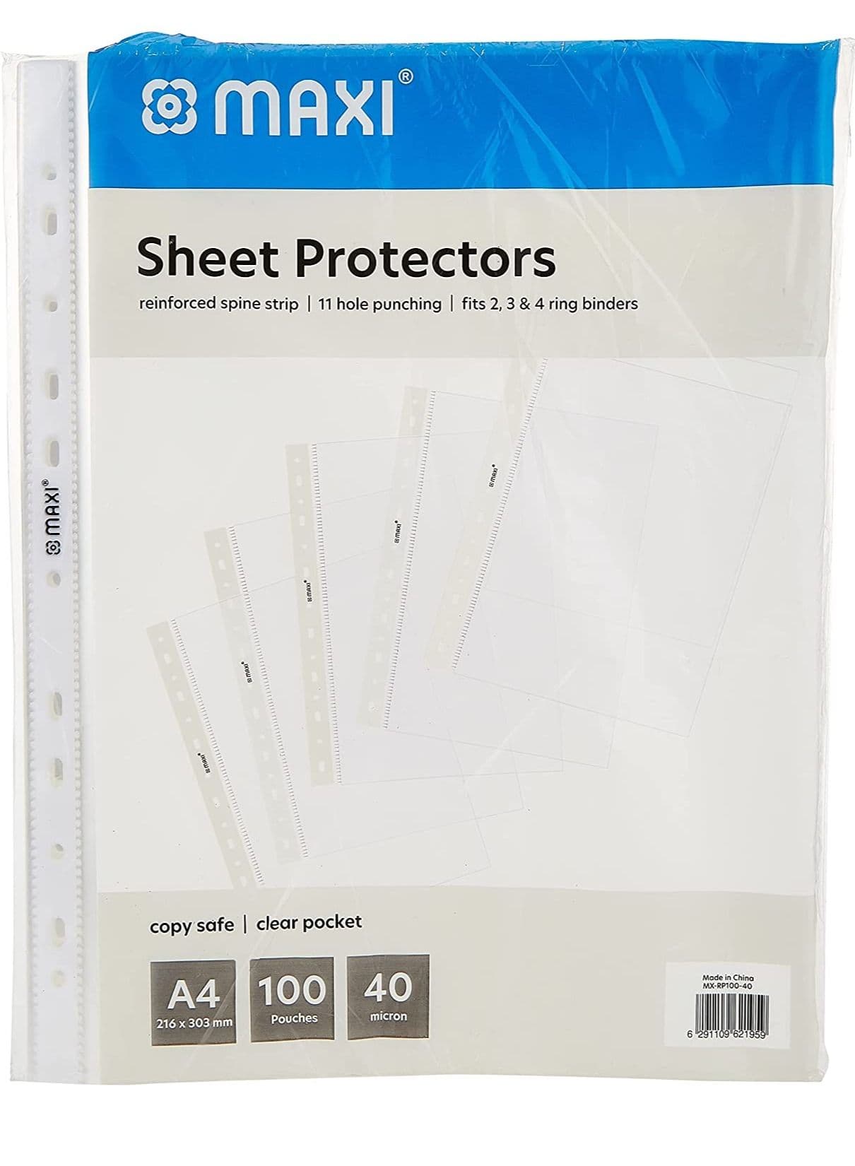 100-Piece Reinforcement Sheet Protector 40 Micron Thickness