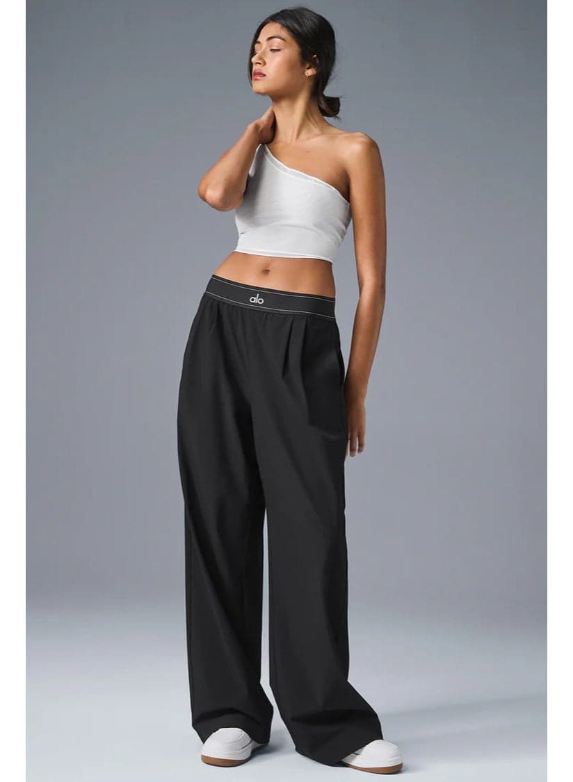 ALO Women's Straight-Leg Wide-Leg Casual Sport Trousers