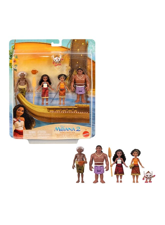 Moana 2 Toys, Moana’s Canoe Crew Playset with 5 Small Dolls in Signature Outfits & 3 Accessories, Inspired by the Movie