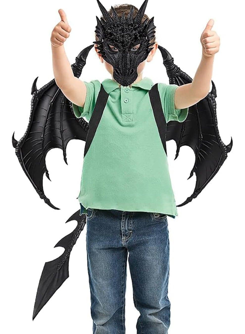 Dragon Costume Cosplay Costume for Kids Dinosaur Wings Tail Mask Set Boys Girls Children Dress Up Props for Festival Cosplay Party Dress Halloween