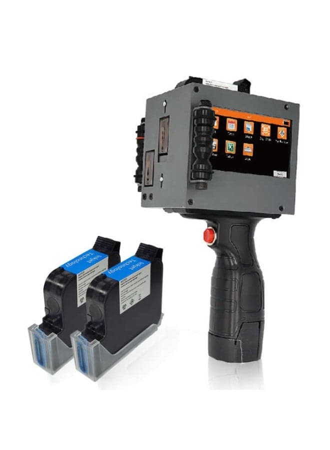 Handheld Inkjet Printer with a Printing Height of 2 Inches/50.8 Millimeters, Equipped with a 4.3-Inch High-Definition Large Screen, Two 42ml Quick-Drying Ink Cartridges, and Expandable USB Flash Drive Function, Suitable for Printing on Various Materials