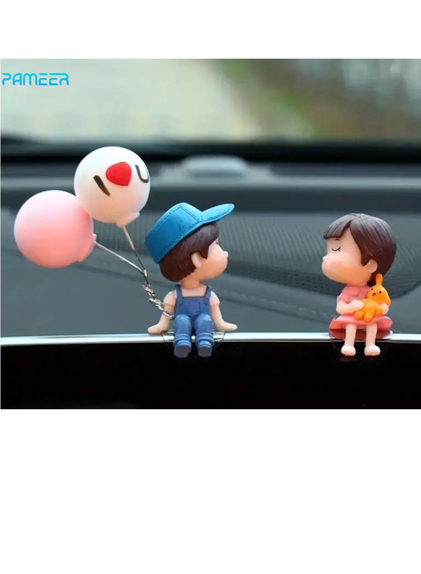 Lovely Car Couple Car Ornament Car Interior Center Console Decoration, Cute Couple Car Dashboard Decor, Cartoon Car Dashboard Decorations with Balloon Car Fashion