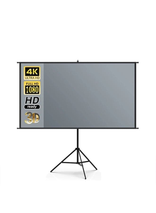 Projector Screen with Stand, Portable 4K HD 16:9 Projector Movie Screen with Height Adjustable Stand for Indoor Home Theater, Outdoor Camping, Office(Single support, 100Inch)