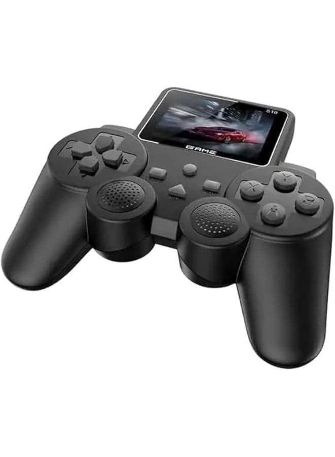 S10 Handheld Game Console with Built-In Gamepad – Super HD Display, 520 Classic Retro Games, Ergonomic Double-Handle Design, Portable Gaming Device (Black)