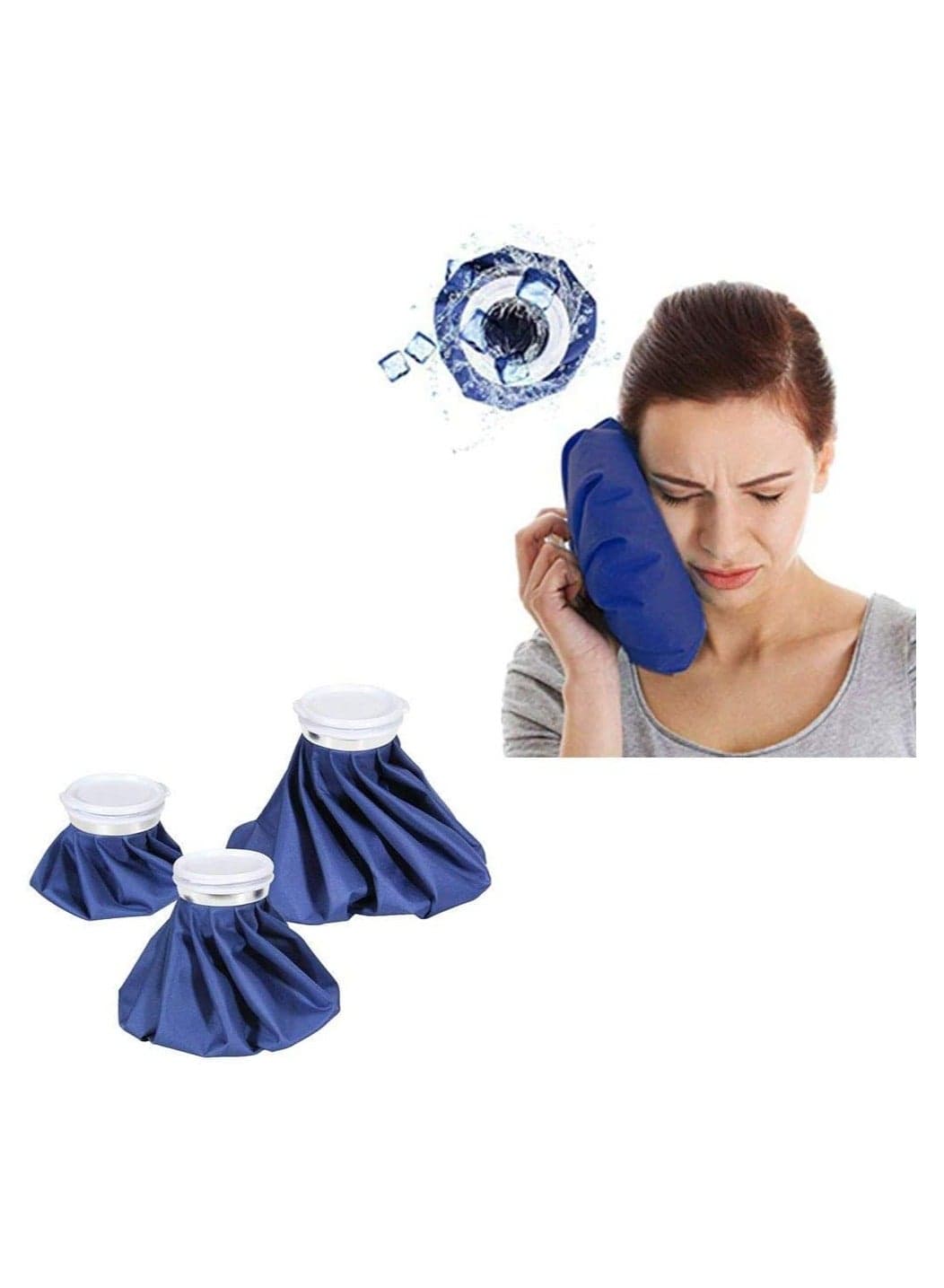 Reusable Hot and Cold Therapy Ice Bags for Injuries and Pain Relief - Pack of 3