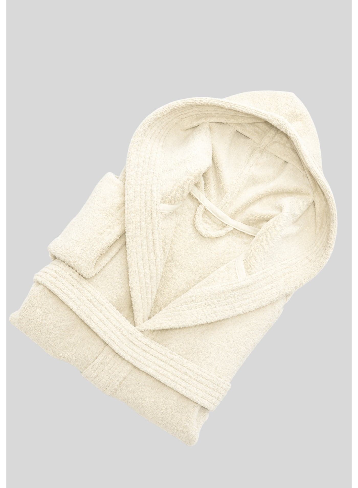 Unisex Hooded Cream Bathrobe 100% Cotton Soft Absorbent Spa & Hotel Quality Bath Robe for Men & Women