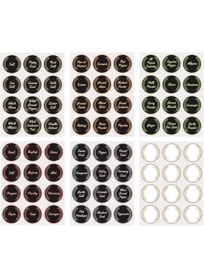 Spice Jar Labels Stickers, 60 Preprinted and 12 Blank Labels| Waterproof Kitchen Labels| Fits Round Bamboo Jars or Rectangular Spice Jars| Herb Seasoning Kitchen Pantry Labels Stickers