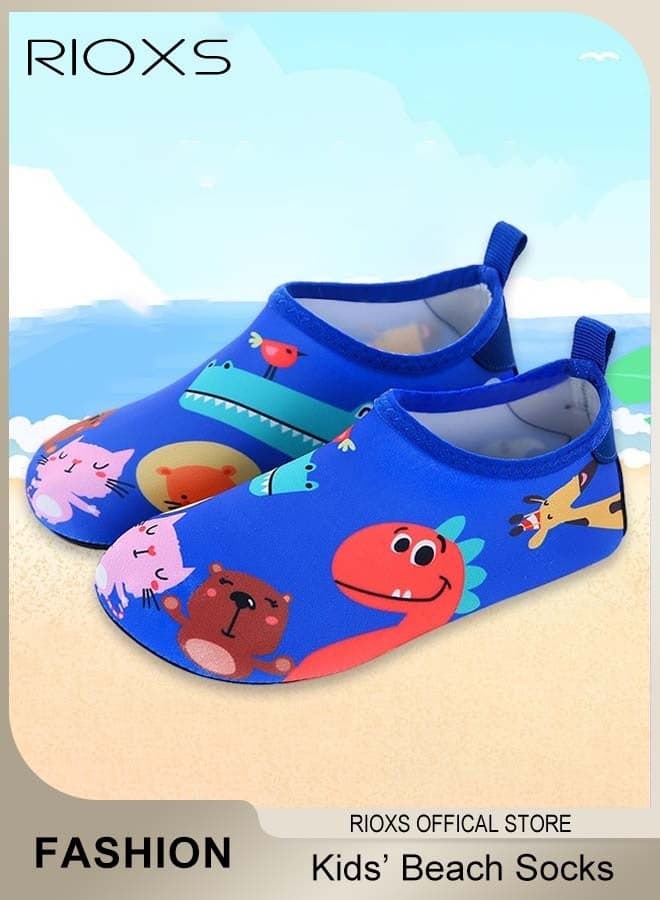 Kids Beach Water Shoes, Toddler Baby Girls Boys Barefoot Shoes, Non-Slip Quick Dry Aqua Socks Shoes, Barefoot Sports Shoes Aqua Socks for Little/ Big Kids Beach Swimming Pool Water Park Wear, Blue Sock Shoes
