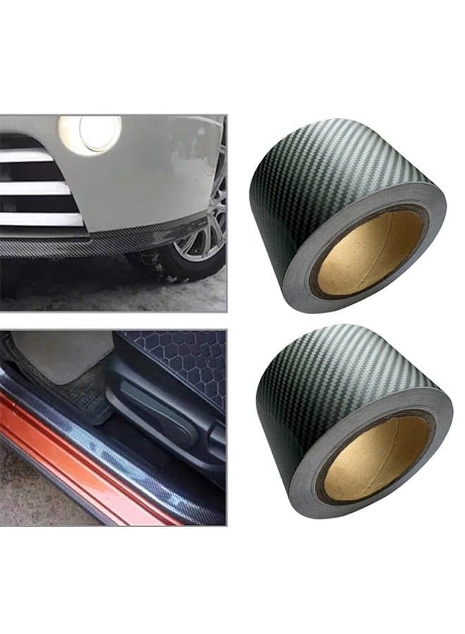 2Pcs Carbon Fiber Vinyl Tape 2 Inch x 23ft Universal Chrome Black Dry Carbon Fiber Detailing Tapes Overlay Wrap Roll DIY 3D Carbon Car Door Edge Guard Protective Anti Scratch Sticker 5 x 700 CM
