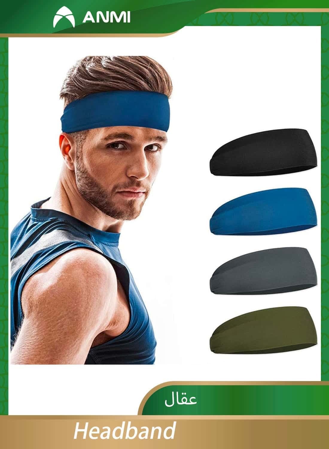 4 Pieces Mens Women Sports Headband for Running Crossfit Cycling Yoga Basketball Working Out Stretchy Moisture Wicking Unisex Hairband
