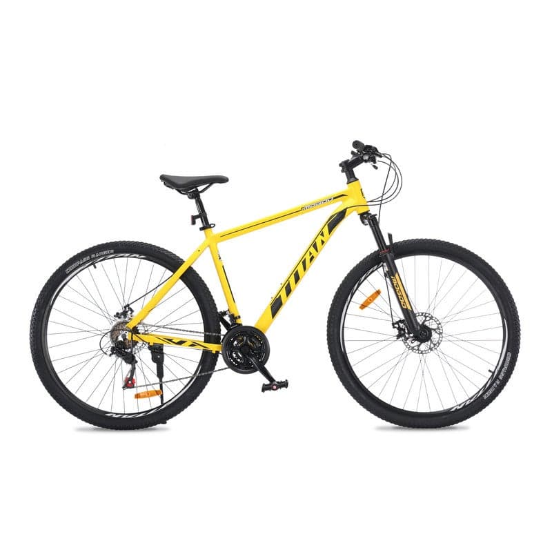 Mogoo Titan Aluminum Alloy Mountain Bike 29 Inch | 21-Speed MTB for Adults | Mechanical Disc Brakes, Front Suspension, Internal Cables, Adjustable Seat - Solar