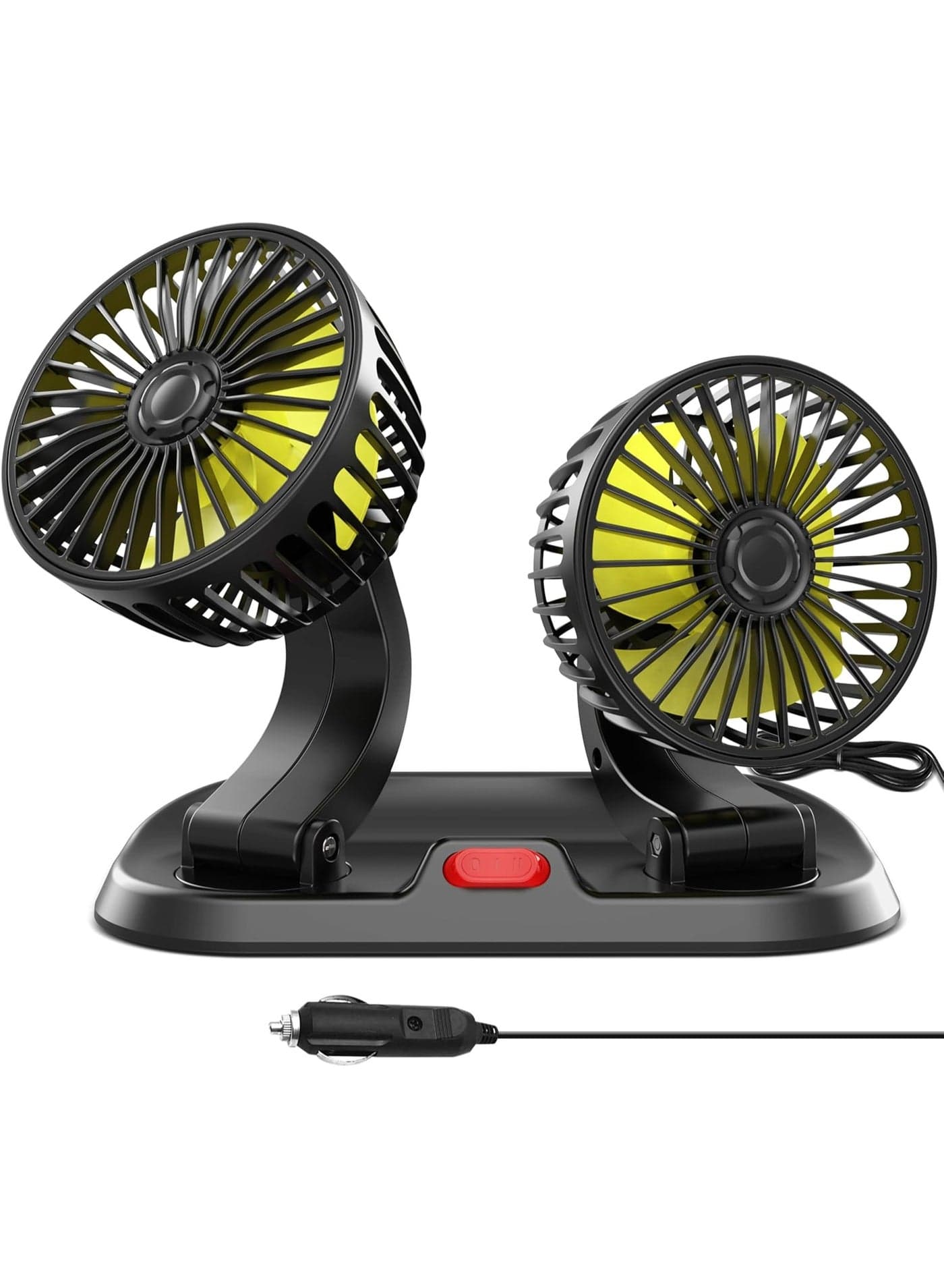 Premium 12V Dual Head Vehicle Fan with 360° Rotation and Dual Speed Settings Upgrade your vehicle comfort with this premium cooling fan featuring powerful airflow, full rotational adjustment, and convenient dual-speed control. Perfect for cars, trucks, RVs, and SUVs, it provides reliable cooling performance wherever your journey takes you.