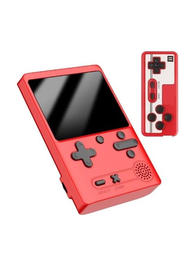 Retro handheld game console with 500 classic FC games, 3.0-inch screen, portable, supports connection to TV and two players, red