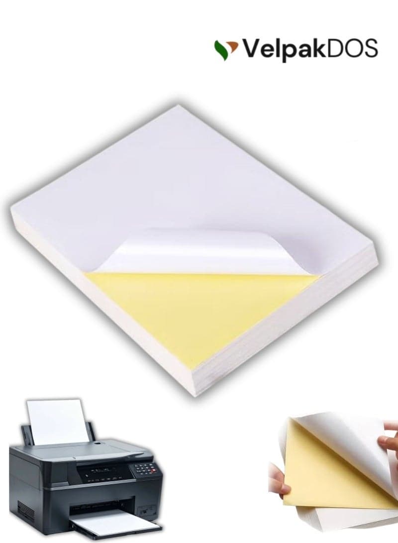 A4 Waterproof Sticker Paper – Glossy White Self Adhesive Vinyl Sheets for Inkjet Printers, Premium Printable Label Paper for DIY Crafts, Custom Stickers, Photos, Decals, Peel-Off Adhesive Sheets for Office & Home Projects, Durable Print Your Own Label Paper – 100 Pack