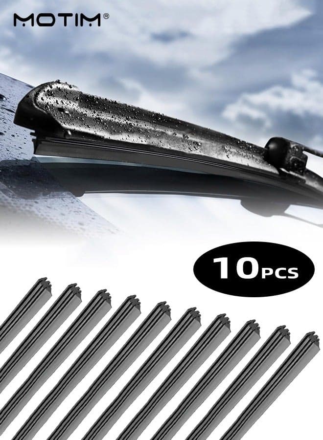 10pcs Car Wiper Blade Replacement Strip, DIY Adjustable Boneless Windscreen Blade Refills, Rubber Frameless Windshield Wiper Strip for Most Cars, Trucks, Buses