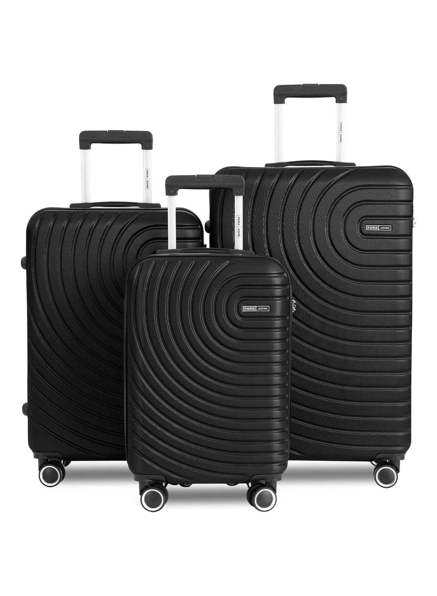 Circles Series Set of 3 Luggage | Lightweight Small 10KG, Medium 20KG & Large 30KG ABS 4 Wheels Trolley Hardsided Travel Suitcase - Black
