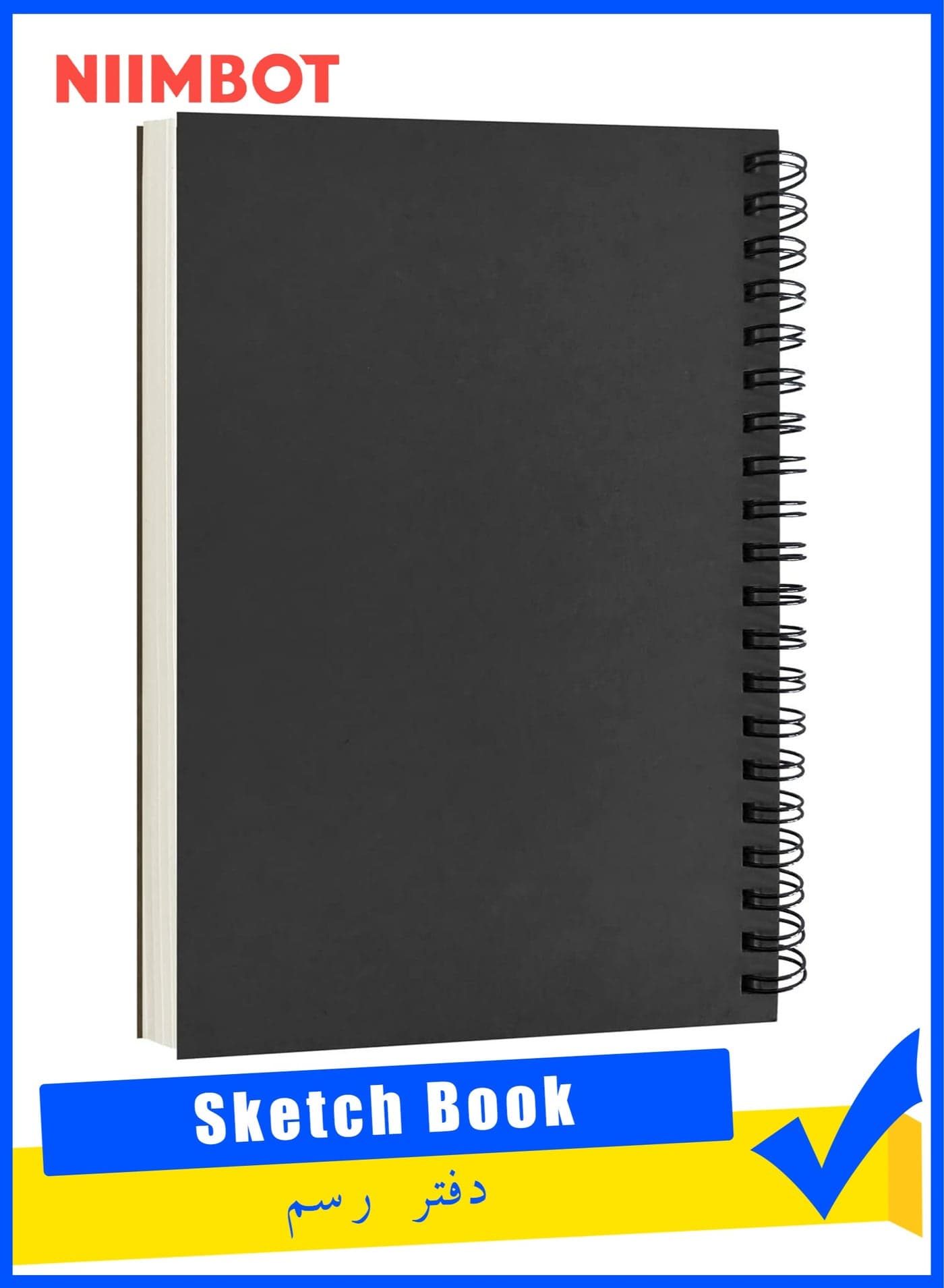 1 Piece Blank Spiral Notebook, Blank Notebook, Soft Cover, B5 Sketch book, 100 Pages / 50 Sheets, 26.2cm*19.4cm (Black)