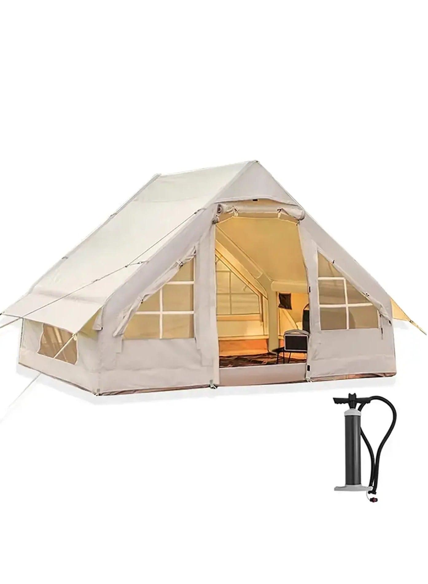 4–8 Person Inflatable Camping Tent with Pump | Easy Setup 4-Season Waterproof & Windproof Luxury Glamping Cabin Tent with Mesh Windows & Doors – Outdoor Oxford Fabric