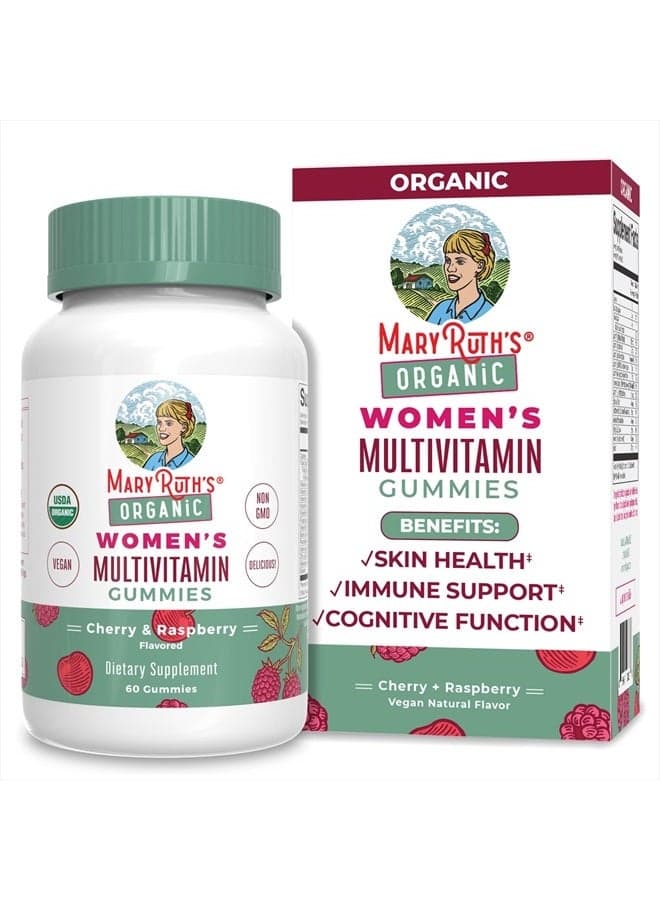 MaryRuth's Multivitamin for Women | Womens Multivitamin Gummy | Vegan | USDA Organic | Immune Support Gummy Vitamins | Hair and Skin Vitamins for Women | Vitamin D3 | Selenium | 60 Count