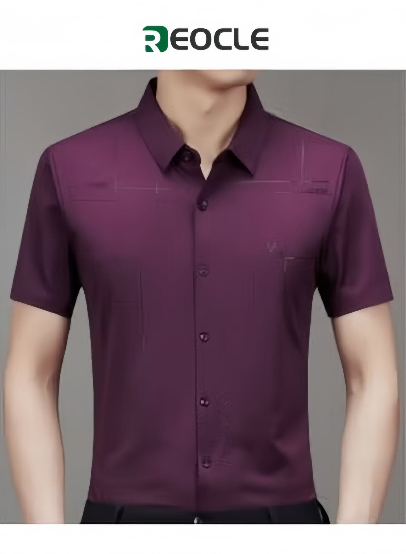 Men's Dress Shirts Wrinkle Free Regular Fit Stretch Rayon Button Down Shirt Short Sleeve Dress Cotton Dress Shirts Short Sleeve Stand Collar Shirt