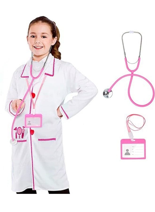 Doctor Costume Kit for Kids - White Lab Coat with Realistic Stethoscope- Kids Doctor Dress Up Set for Role Play, Career Day, Halloween, Birthday Parties - Fit for Toddlers to Preteens - Encourages Imagination & Learning Through Play 130cm