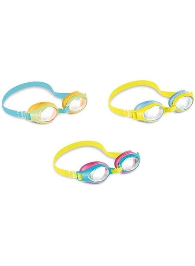 Junior Swimming Goggles - UV Protection & Anti-Fog Swim Glasses for Kids (Ages 3-8 Years), Unisex Assorted Colors