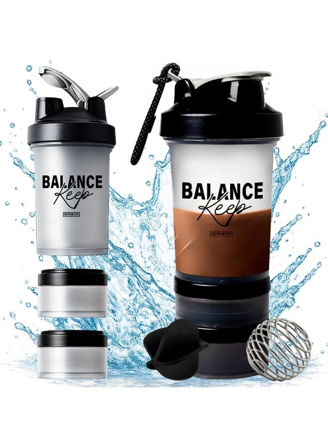 450Ml/15Oz Protein Shaker Bottle With Leak-Proof For Protein Mixes & Shakes With Stainless Steel Ball, Protein Bottle Blender Cocktail Shaker Cup For Gym Fitness Home Pre Workout Male Female