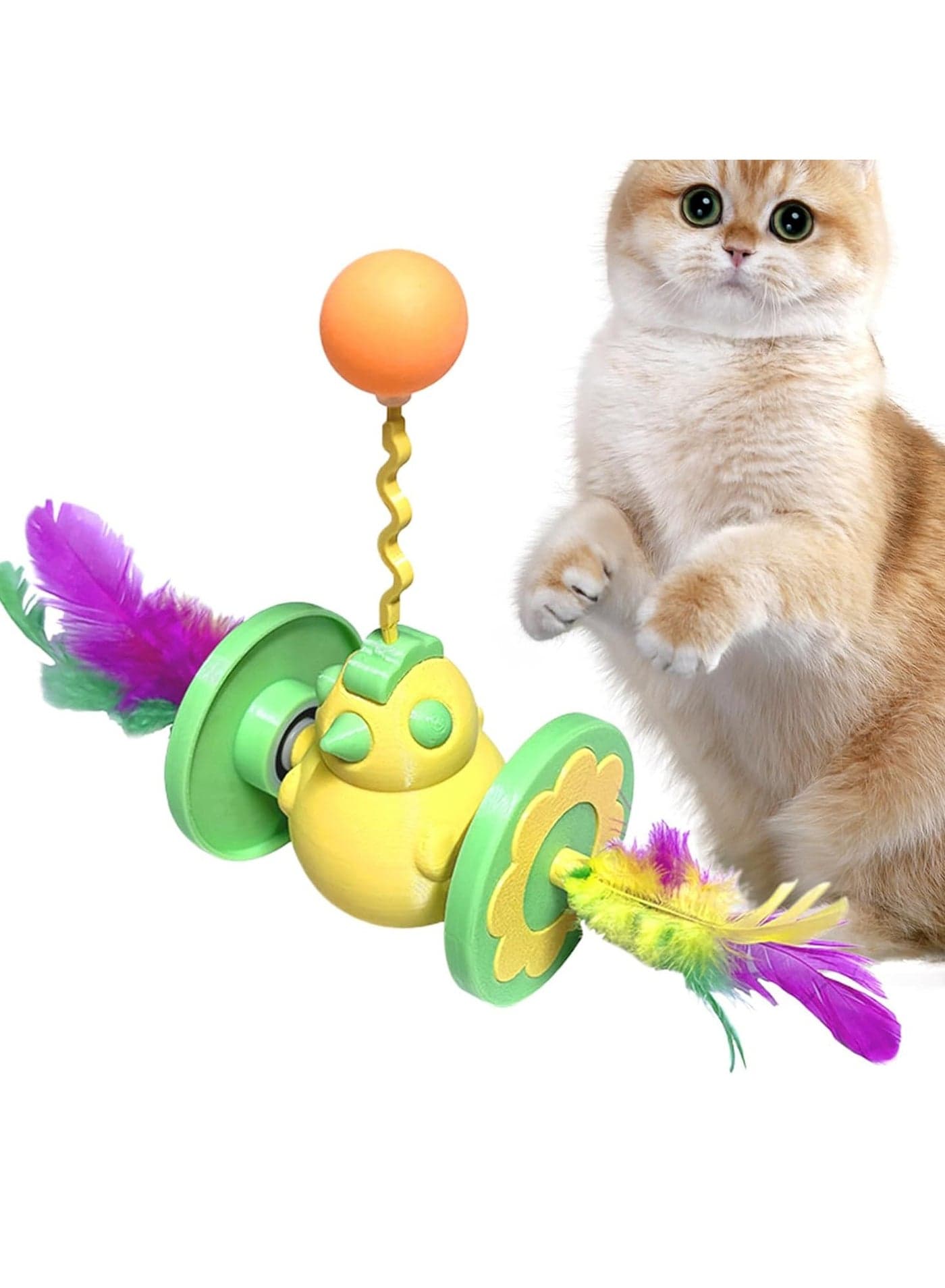 Cat Feather Wand Chick toy car,Shape Cute Tilting Doll Feather Kitten Interactive Ball Safe Enrichment Pet Toy For Home Travel