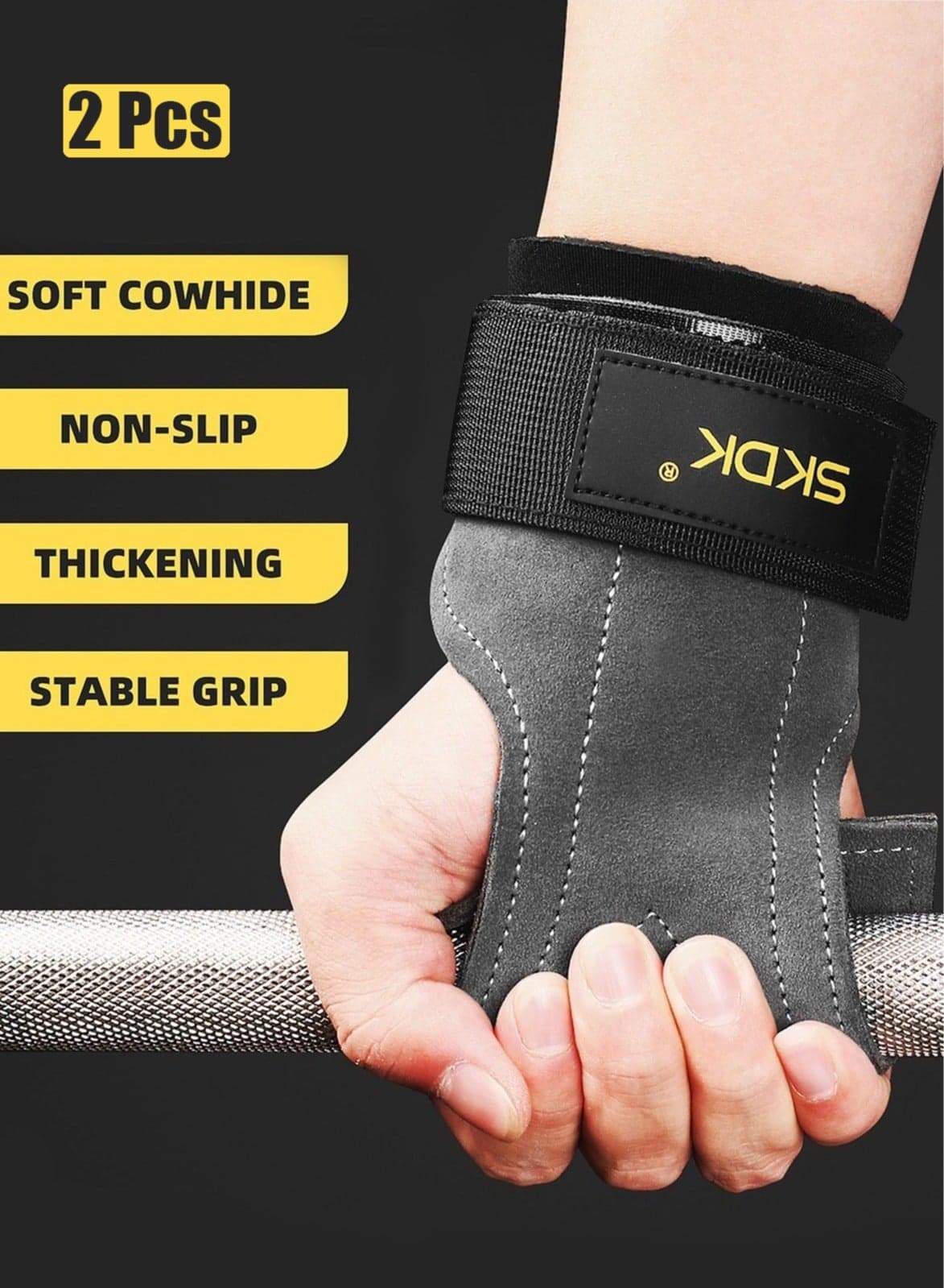 2 Pack Wrist Straps for Weightlifting,Double Layer Leather Weightlifting Wrist Strap for Deadlift and Powerlifting, Adjustable Padded Gym Workout Lifting Wrist Gym Lifting Straps