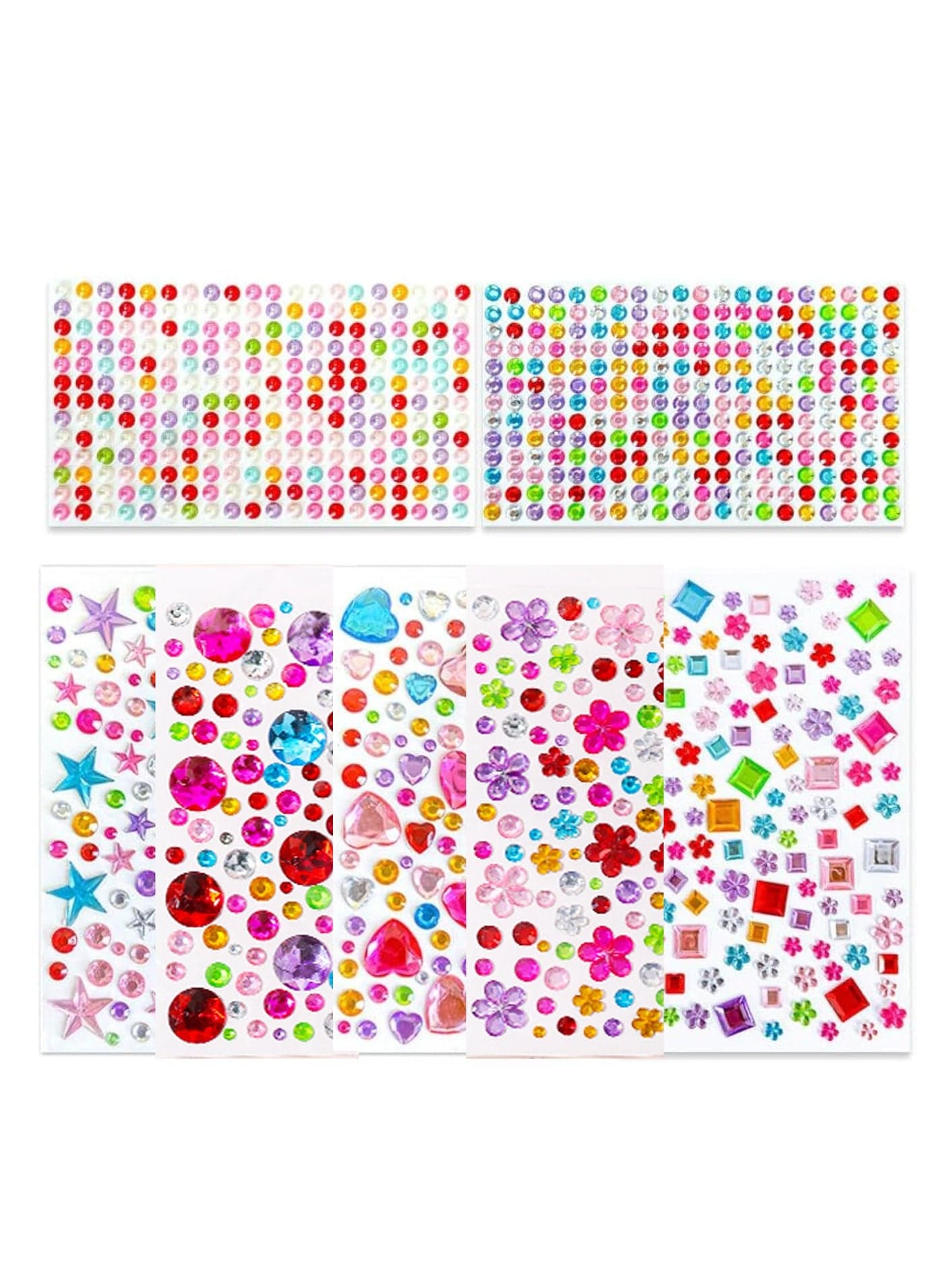 7 PCS Gem Stickers Rhinestones, Self Adhesive Jewels Stickers,Acrylic Gems Embellishment DIY Glitter Decorative Diamonds Small Stickers for Kids