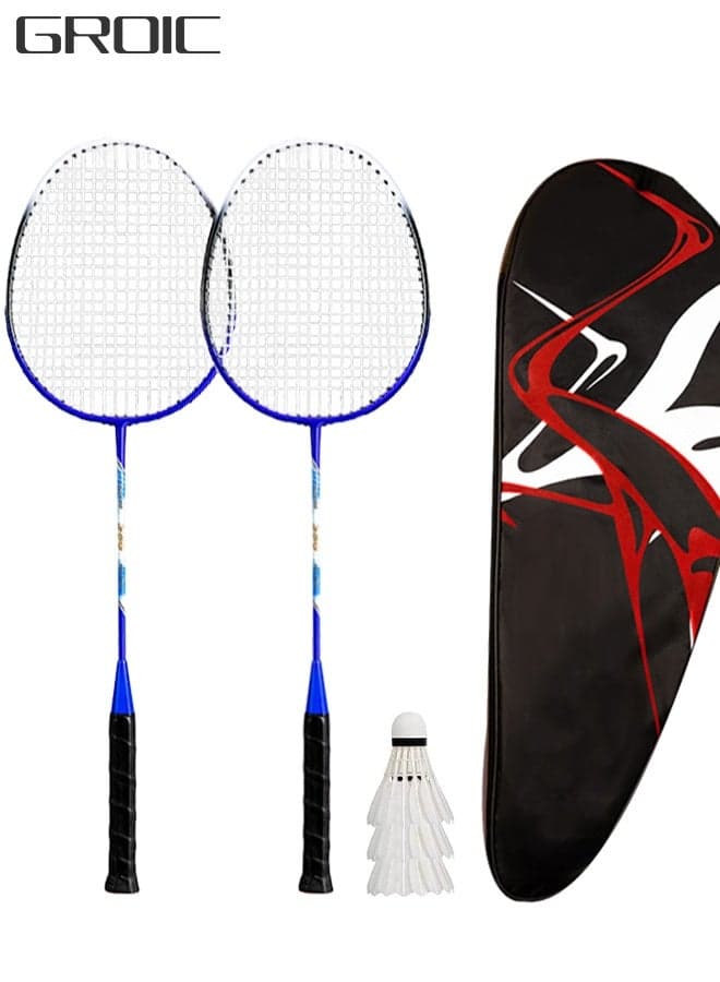 2 Pieces Badminton Set Lightweight Alloy Badminton Racket Including 3 Badminton and 1 Racket Bags Outdoor Sports Accessories
