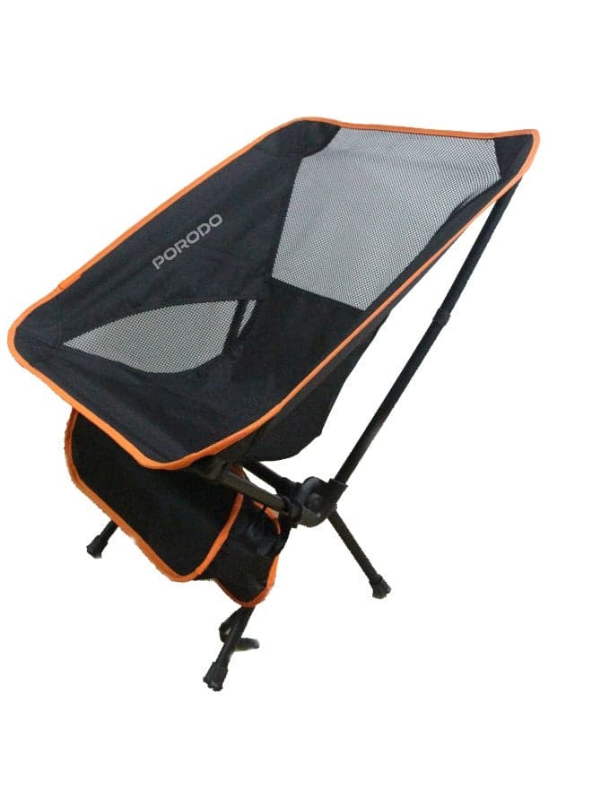 Lifestyle Mesh Fabric Comfort Camping Chair with Handy Storage Pouch/120KG Load Bearing/ Quick Assembely/ Ergonomic Comfort Design/ Breathable Mesh Fabric/ Foldable, Portable and Lightweight Camping Chair - Black
