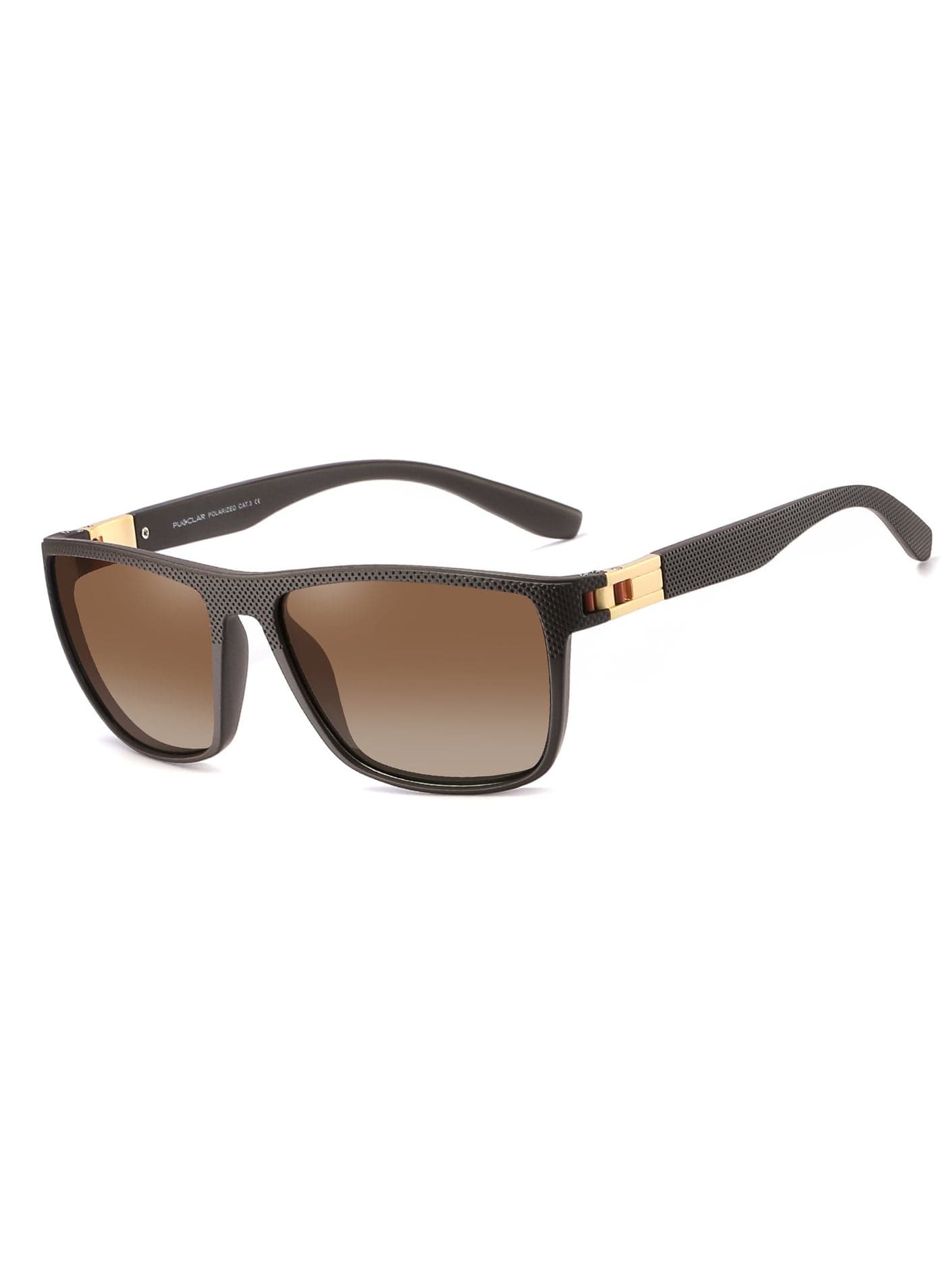 PUKCLAR Polarised Men Sunglasses Lightweight TR90 Frame Square Sun Glasses with UV400 Protection for Driving Fishing Running Hiking