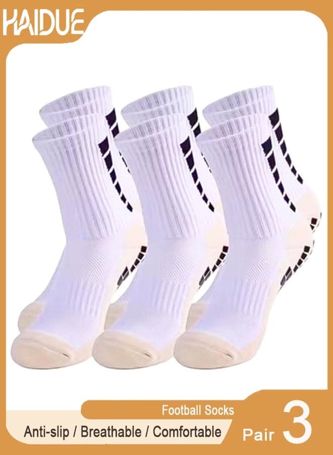 3Pair Men's Soccer Socks Anti Slip Non Slip Grip Pads for Football Basketball Sports Grip Socks