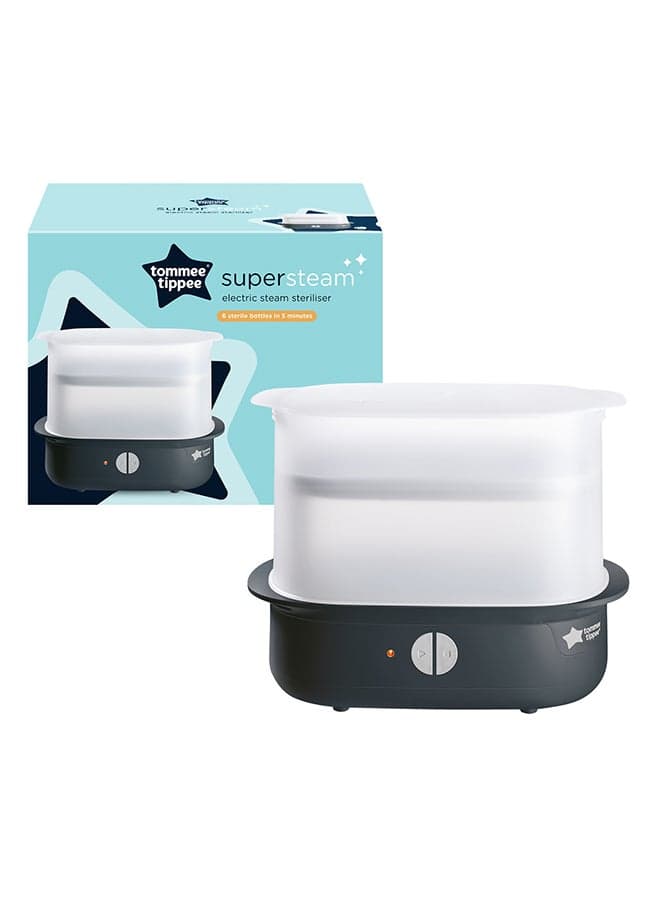 Advanced Steam Electric Steriliser For Baby Bottles, Kills Viruses And 99.9% Of Bacteria, 5-Minute Sterilisation Cycle, Black