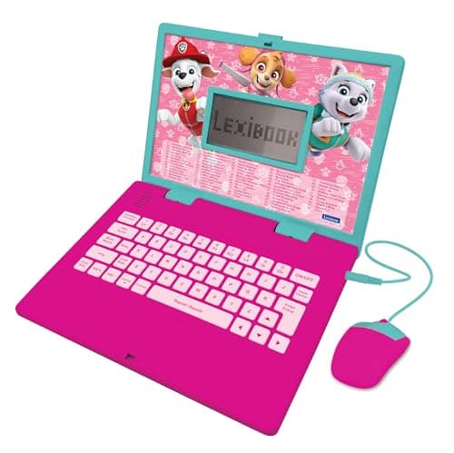 Lexibook Paw Patrol Educational and Bilingual Laptop in EnglishSpanish Toy for Children with 124 Activities to Learn Play Games and Music Pink JC598PAGi2