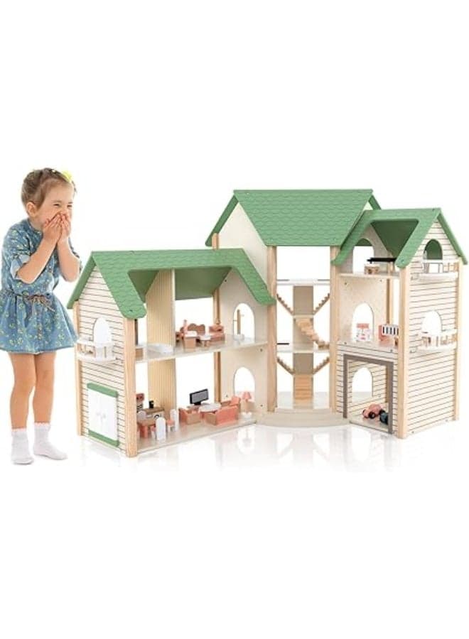 Wooden Dollhouse Green MSN23023