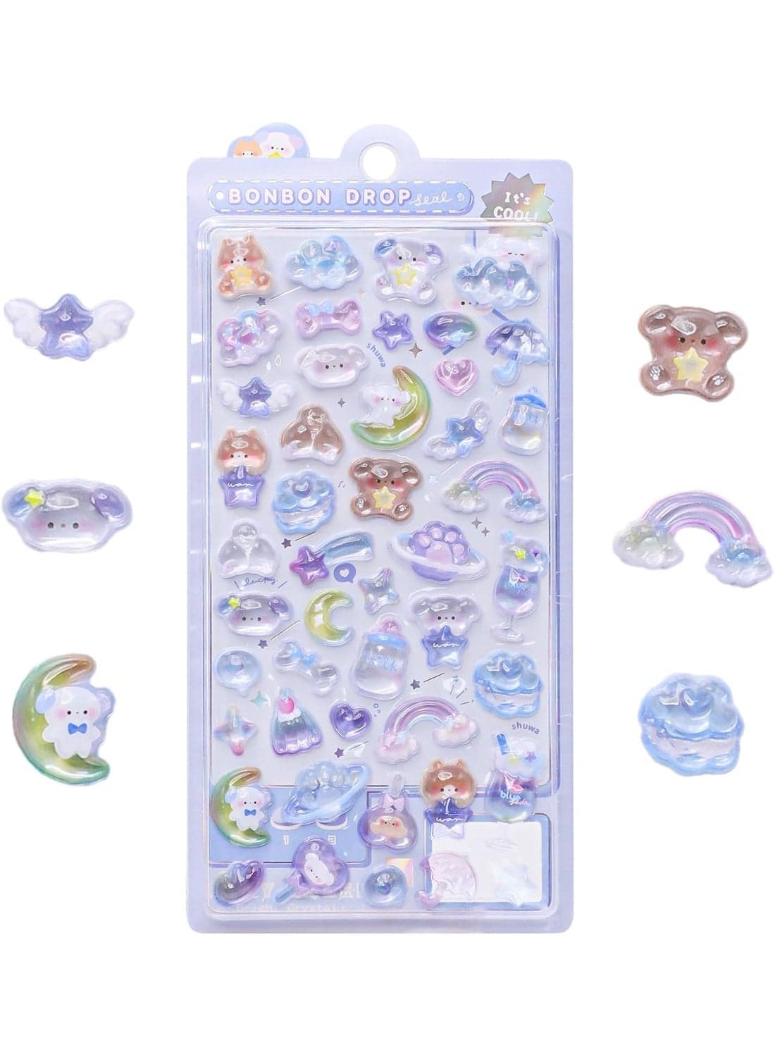 3D Cute Cartoon Starry Night & Puppy Puff Kawaii Mini Puffy Stickers - Reusable for Scrapbooks, Planner, Journals, Laptops, Phone Case Decoration
