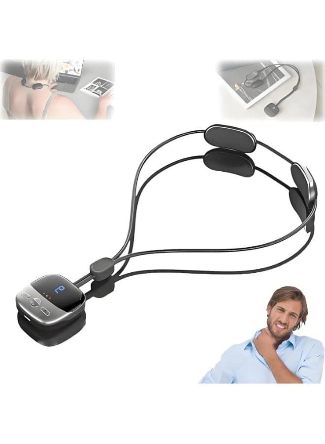 Comfort Massager, 2025 New Mini Portable Electric Neck and Back Shoulder Massager Device, with Heat for Pain Relief Muscle Deep Tissue,Suitable for Home, Travel(Black)
