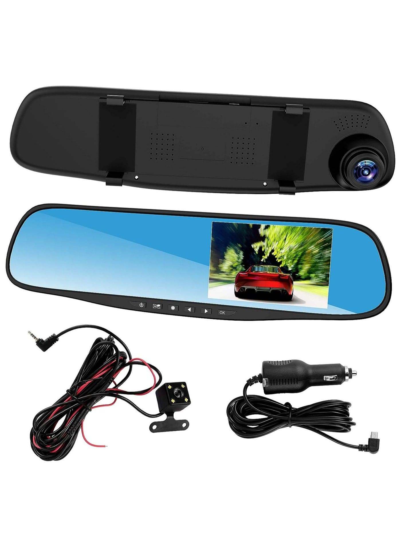 Dash Cams for Cars Front and Rear, Dual Lens HD 1080P 4. 3in Car DVR Rearview Mirror Camera Dash Cam Video Recorder