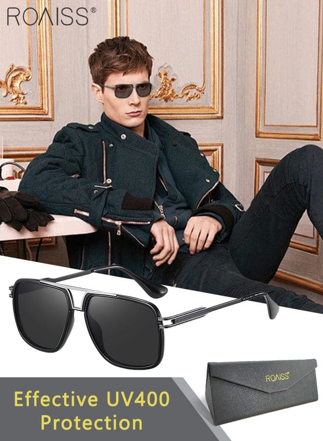 Men's Polarized Sunglasses, UV400 Protection, Retro Double Bridge Sun Glasses, Anti-Glare Sun Shades Suitable for Men Cycling, Driving, Fishing