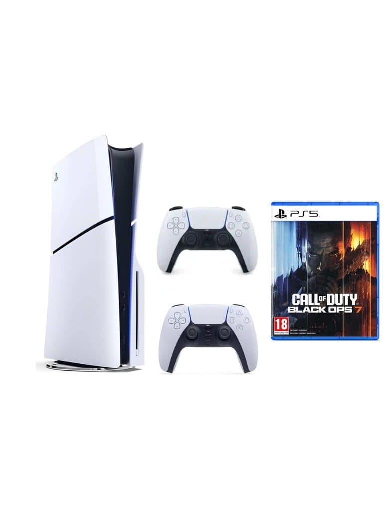 PlayStation 5 Slim Disc Console with extra white controller (International) + PS5 Call of Duty: Black Ops 7 Bundle